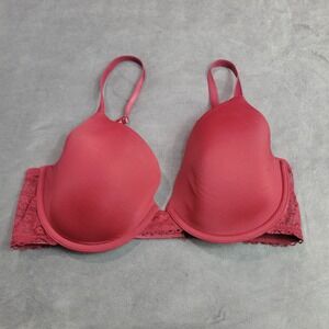Gilligan & O'Malley Burgundy Lace Wing Underwire T-Shirt‎ Bra 34D Red